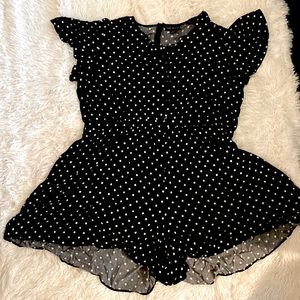 Lane Bryant b&w polka dot romper